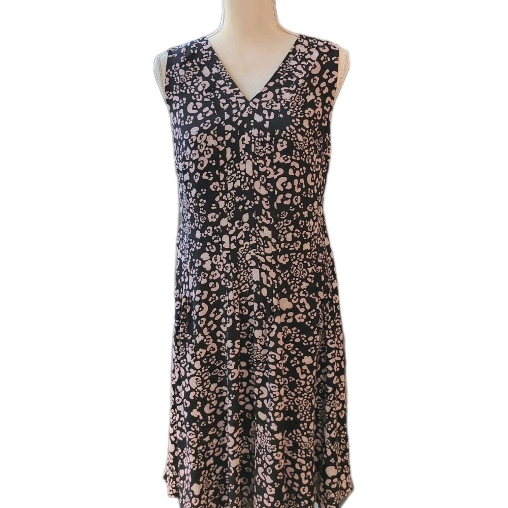 Talbots Women's Sleeveless Dress Black With Pink Flowers Size 6‎